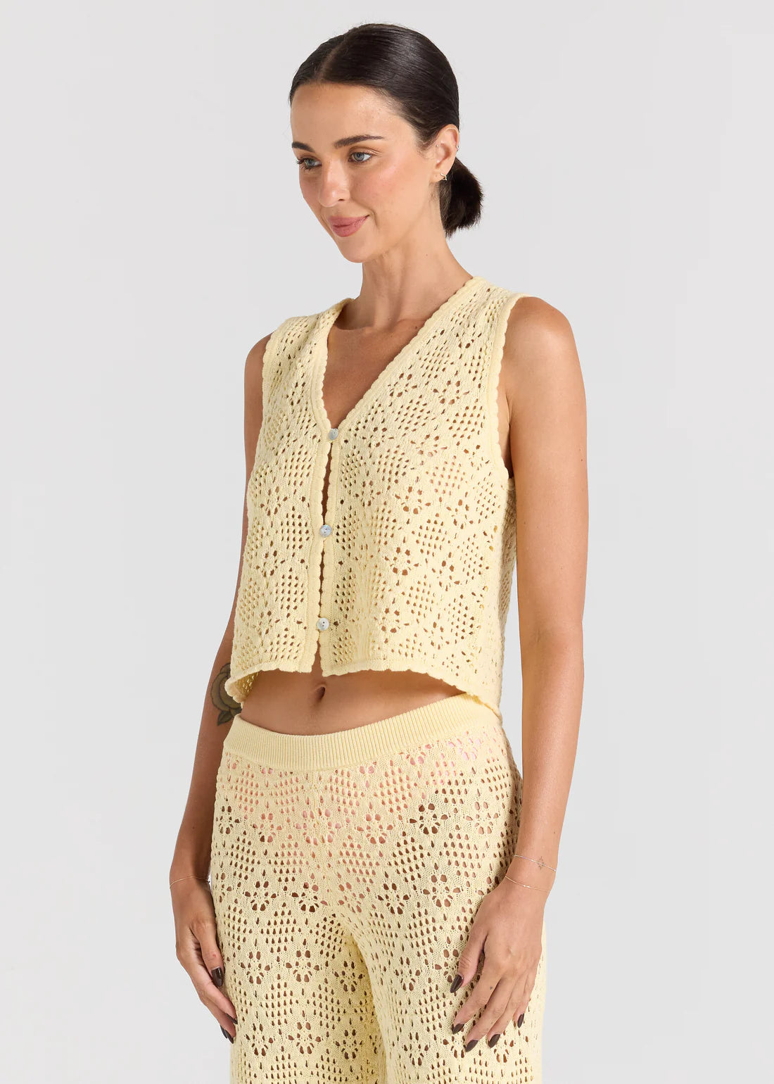 Messina V Knit Top - Lemon