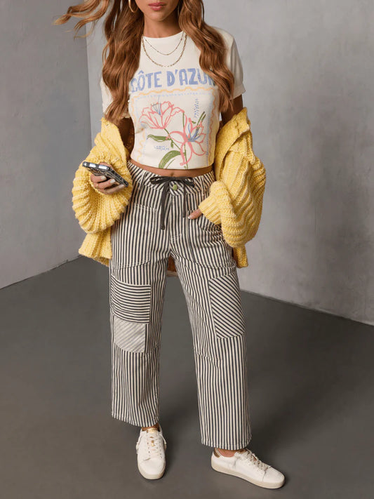 Barrel Jean - Chocolate Stripe