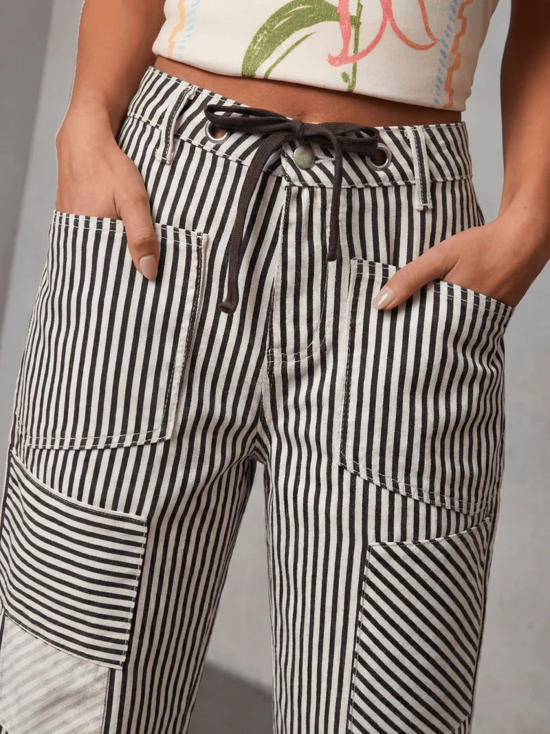 Barrel Jean - Chocolate Stripe