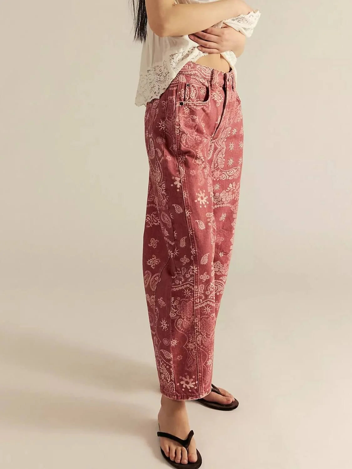 Bandana Barrel Jean - Red