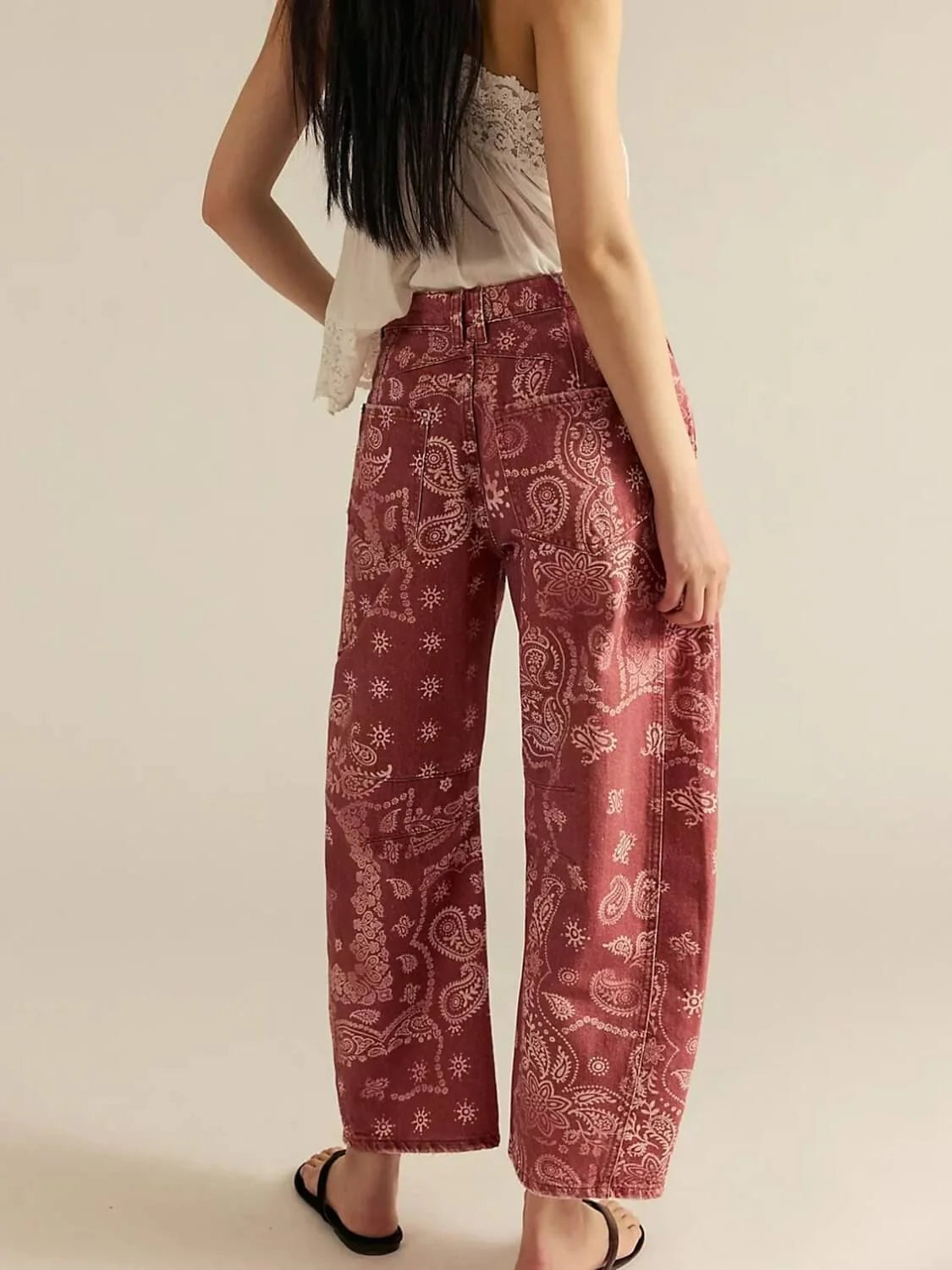Bandana Barrel Jean - Red