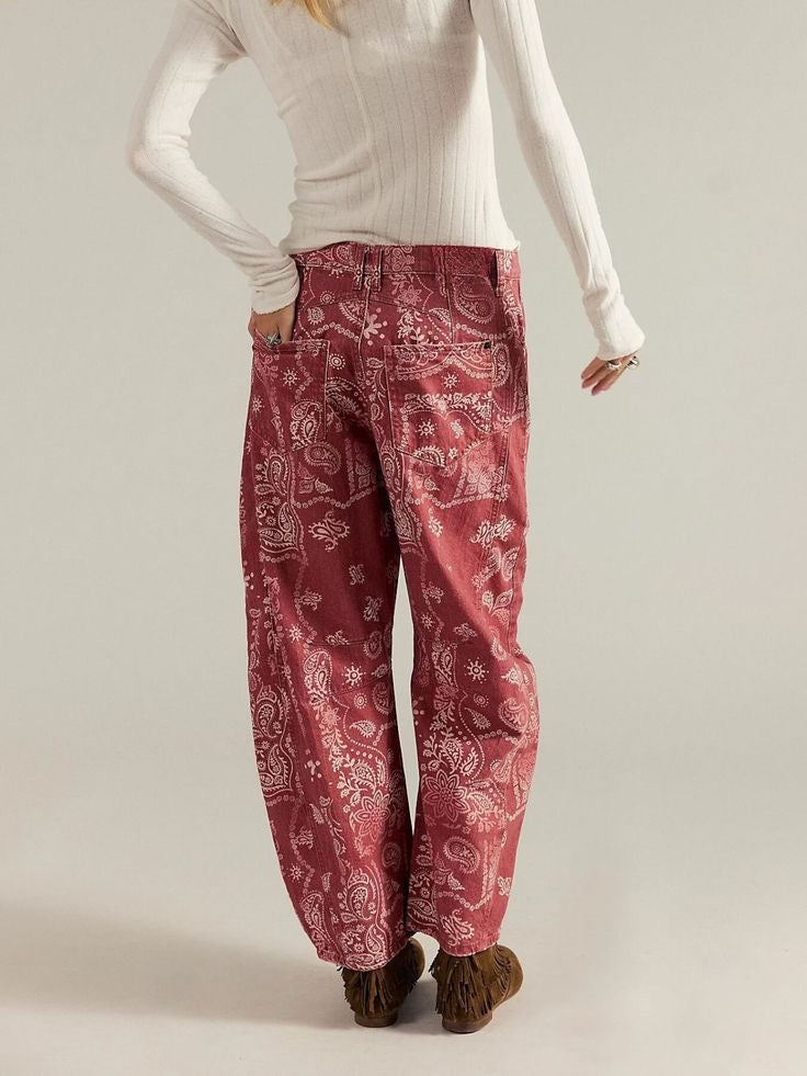 Bandana Barrel Jean - Red