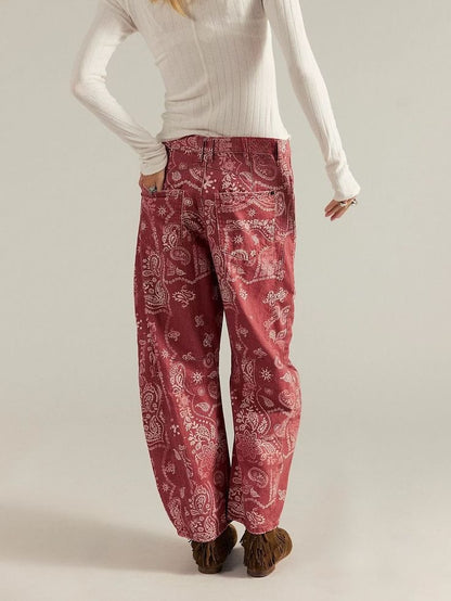 Bandana Barrel Jean - Red