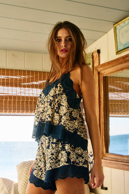 Lace Camisole Top - Floral Organza Jacquard