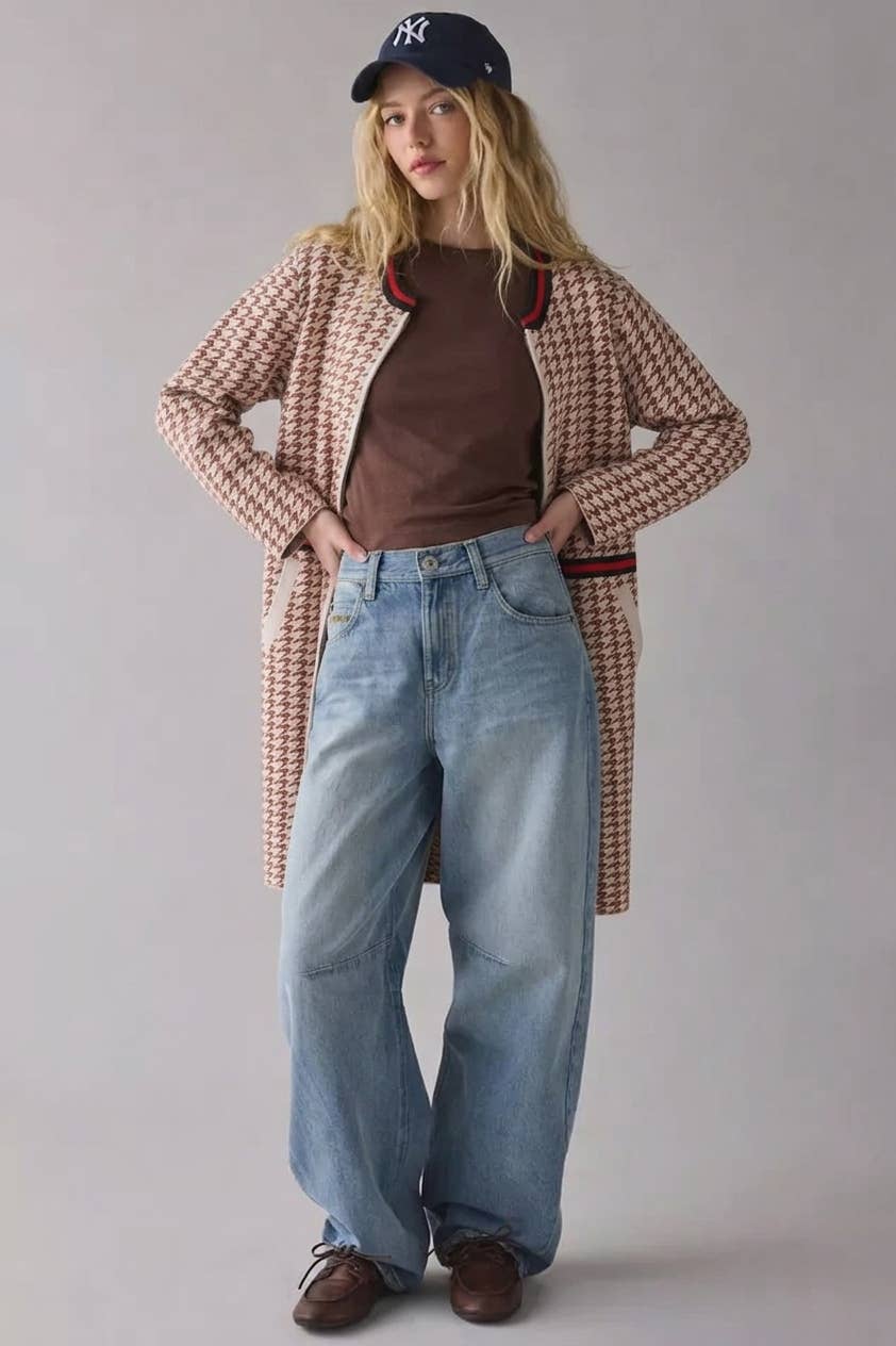 The Greenwich Coat - Cream/Brown Houndstooth