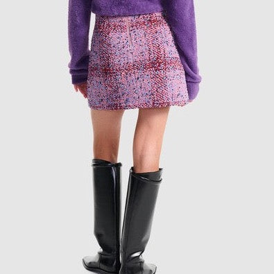 Neve Wool Mini Skirt - Violet Tweed