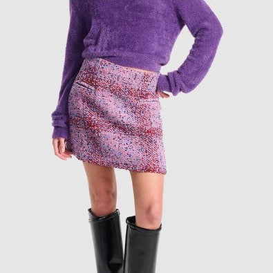 Neve Wool Mini Skirt - Violet Tweed