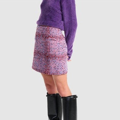 Neve Wool Mini Skirt - Violet Tweed