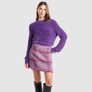 Neve Wool Mini Skirt - Violet Tweed