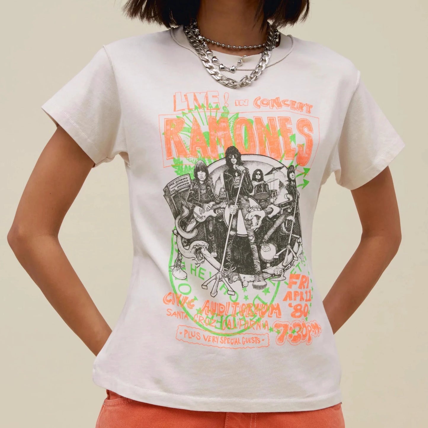 Ramones Civic Auditorium Reverse GF Tee - Dirty White