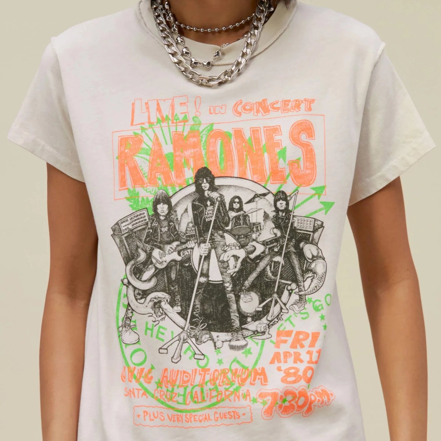 Ramones Civic Auditorium Reverse GF Tee - Dirty White