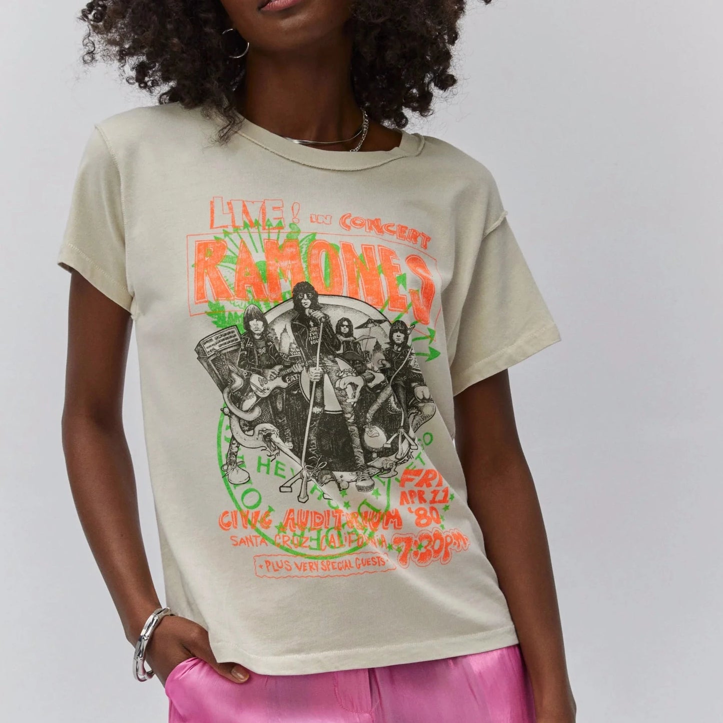 Ramones Civic Auditorium Reverse GF Tee - Dirty White