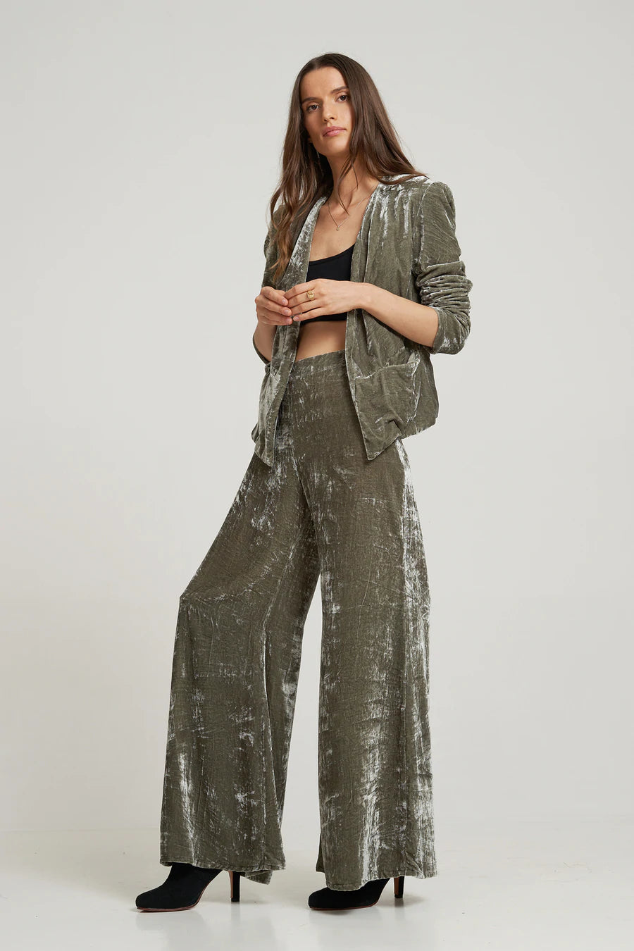 Olina Wide Leg Pant - Silk Velvet