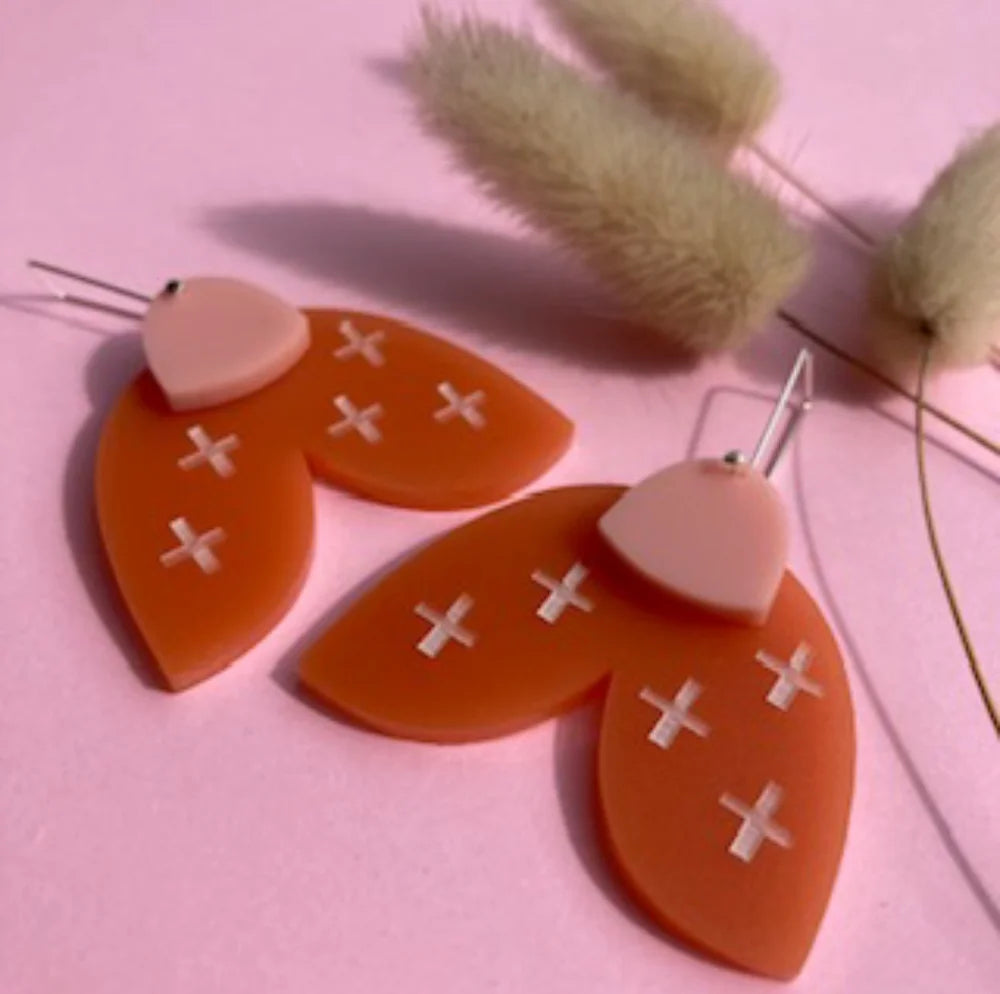 Cupid’s Kiss - Burnt Orange / Blush Acrylic Earrings