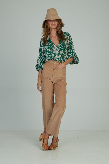 Molly High Waist Cord Pant - Sand