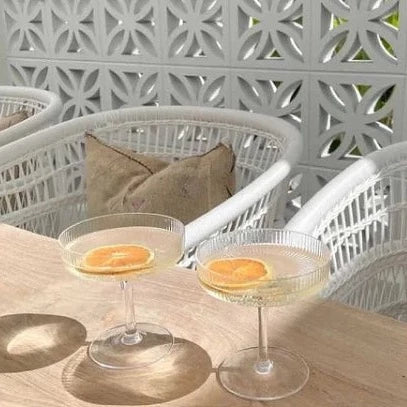 Clear Ribbed Coupe Cocktail Glasses - Set of two