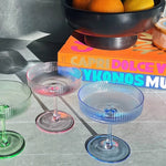 Blue Ribbed Cocktail Glass - Set of Two