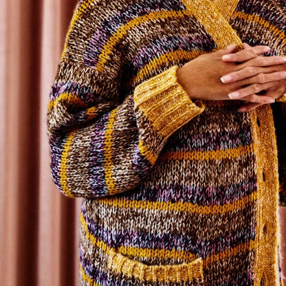 Cosy Striped Long Cardigan