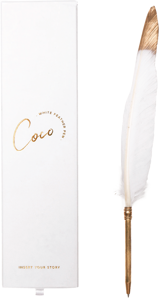 White Feather Pen - Coco