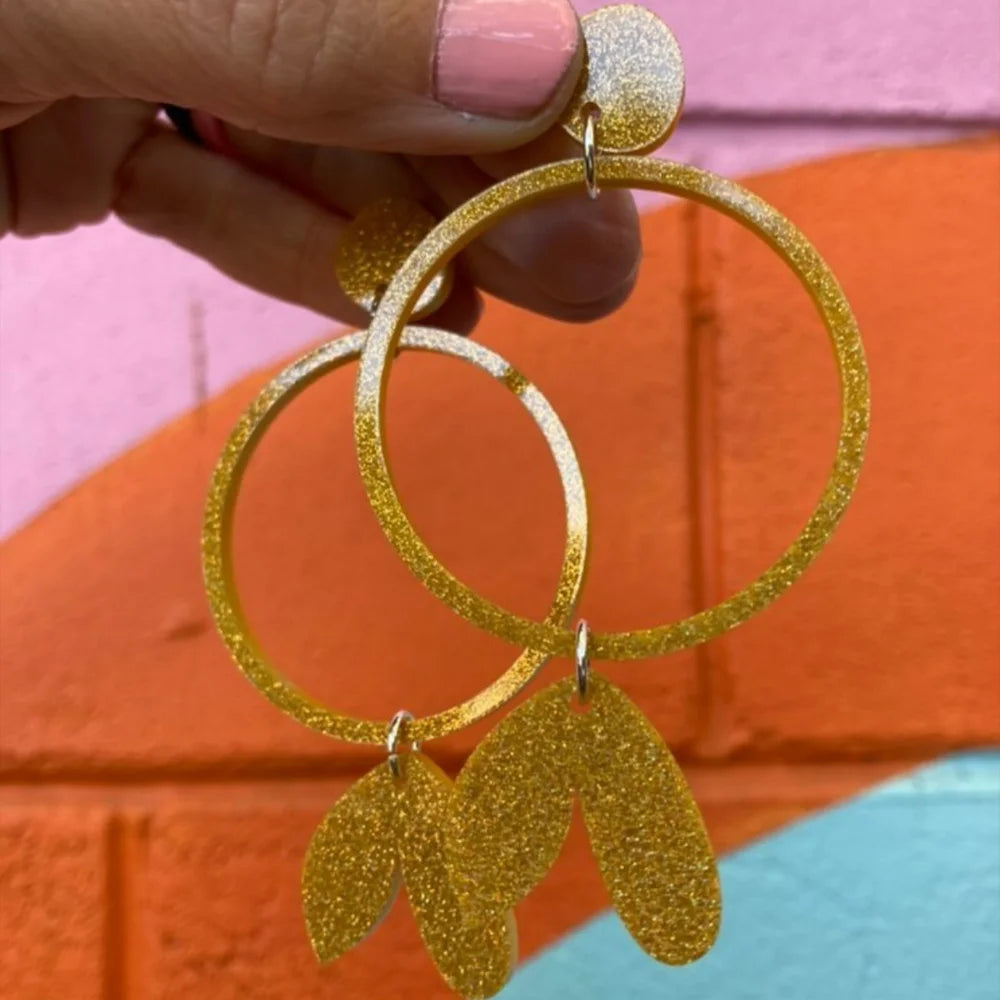 Glitter Ring - Mustard Acrylic Earrings