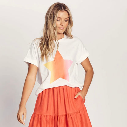 The Relaxed Tee - White Ombré Star