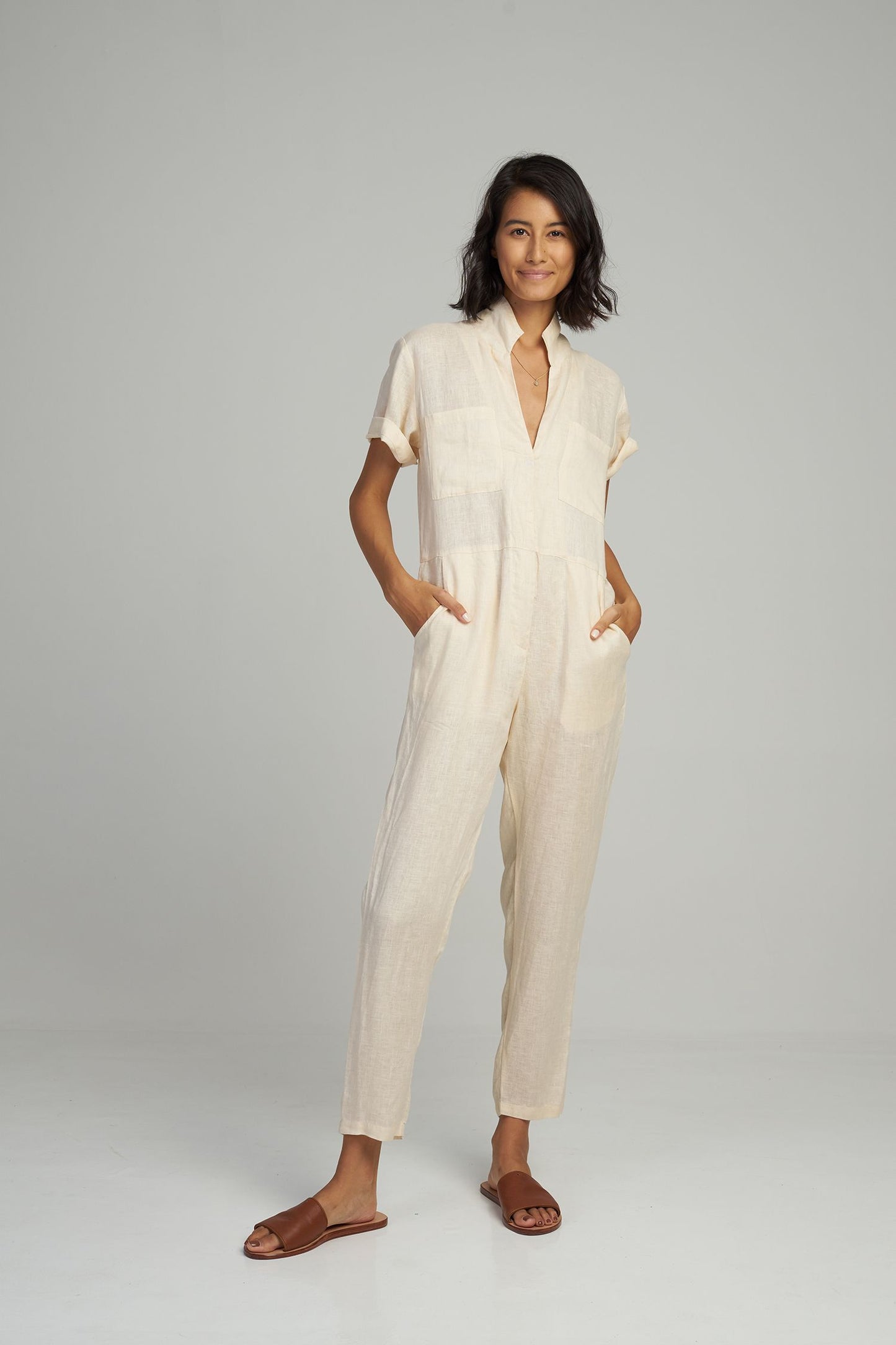 Havana Linen Jumpsuit - Bone