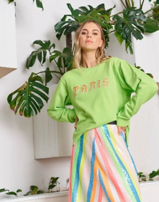 The Slim Zip Sweat - Lime Paris